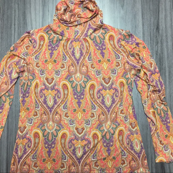 SOLD-Travel Smith Women’s Orange Brown Tneck Large - Picture 3 of 7